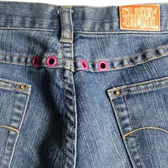 Lady Enyce Medium Wash Size 27 Patches Y2K - Picture 3 of 6